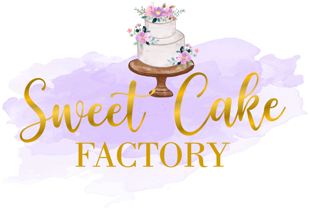 Sweet Cake Factory original gold-lettered watercolor floral cake logo